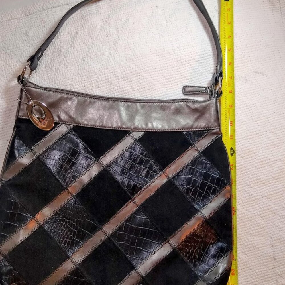 90's Nine West patchwork metallic purse/shoulder bag black/silver
